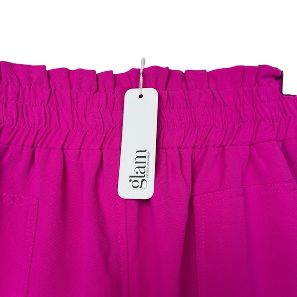 Glam High Rise HR Fuchsia Hot Pink Purple Paperbag Pocket Soft Shorts sz Medium - Picture 3 of 5
